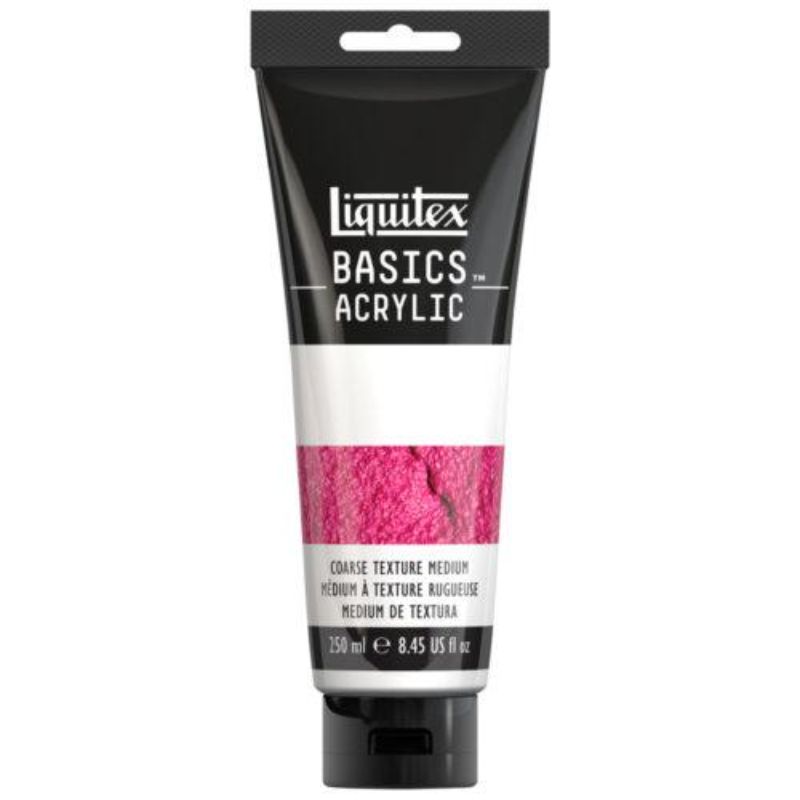 LIQUITEX BASICS 250ML Coarse Texture Gel for enhancing depth and dimension in acrylic paintings with a thick, flexible consistency.