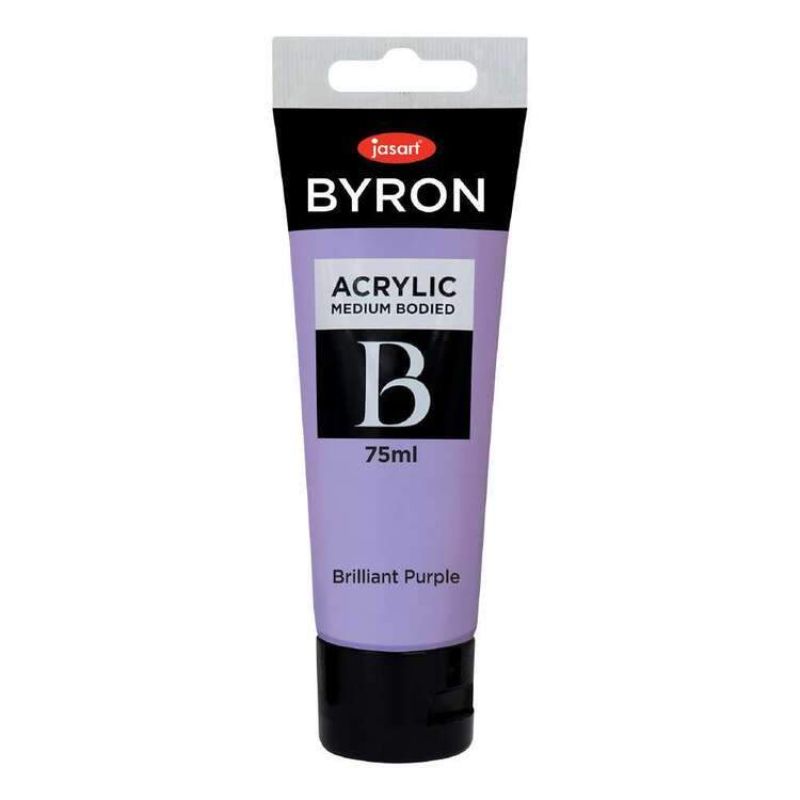 Vibrant Brilliant Purple 75ml acrylic paint, ideal for art projects with excellent coverage and smooth application.