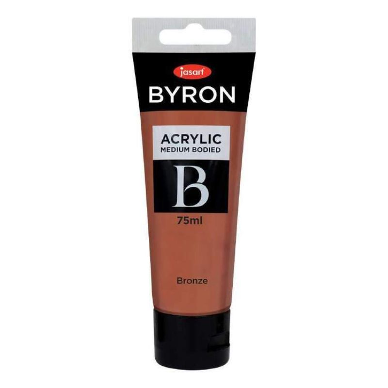 JASART BYRON ACRYLIC PAINT 75ML in BRONZE, vibrant medium-bodied paint ideal for artists, non-toxic, quick-drying, metallic sheen.