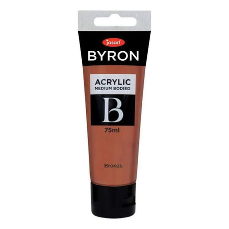 JASART BYRON ACRYLIC PAINT 75ML in BRONZE, vibrant medium-bodied paint ideal for artists, non-toxic, quick-drying, metallic sheen.