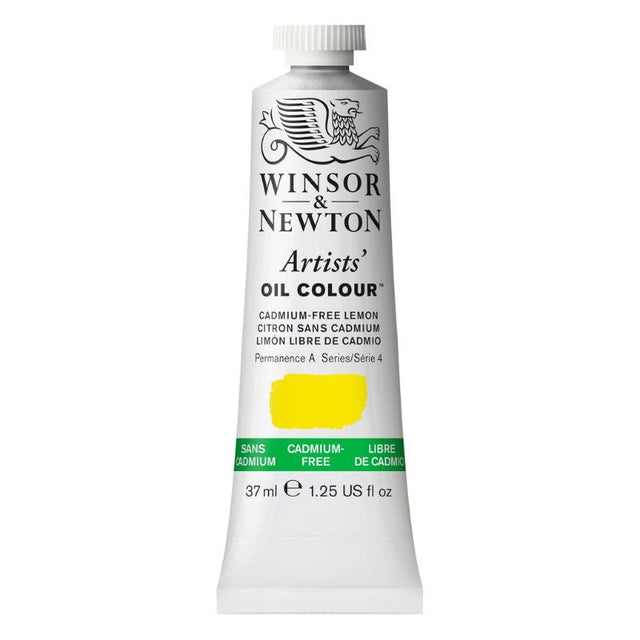 WINSOR AND NEWTON's cadmium-free lemon oil paint in 37ml offers vibrant color, excellent mixing, and lasting lightfastness.