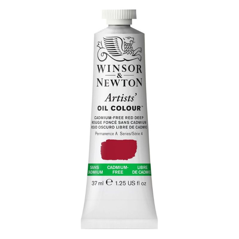 WINSOR AND NEWTON cadmium-free oil paint in vibrant red, perfect for artists seeking durability and brilliant color mixing.