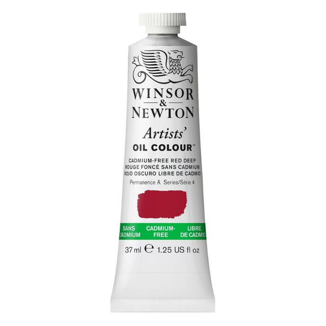 WINSOR AND NEWTON cadmium-free oil paint in vibrant red, perfect for artists seeking durability and brilliant color mixing.