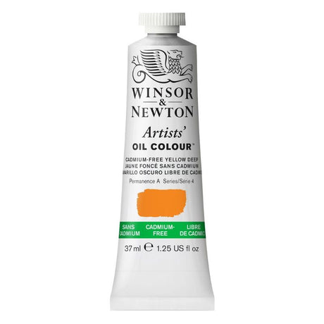Winsor and Newton Cadmium-Free Yellow DP 891 oil paint, 37ml, vibrant, safe, and lightfast for lasting artwork.