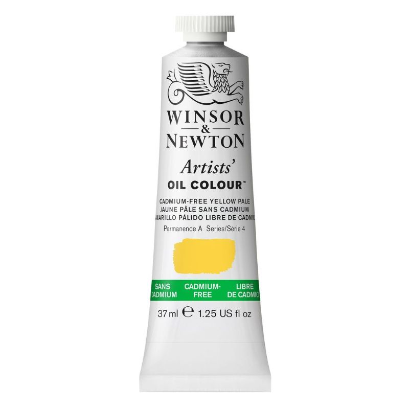 Cadmium-free Yellow Pale 907 S4 oil paint in a 37ml tube, vibrant, lightfast, and perfect for sustainable artistic expression.