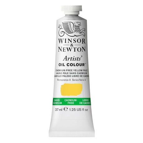 Cadmium-free Yellow Pale 907 S4 oil paint in a 37ml tube, vibrant, lightfast, and perfect for sustainable artistic expression.