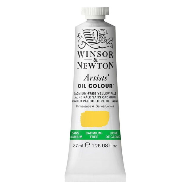Cadmium-free Yellow Pale 907 S4 oil paint in a 37ml tube, vibrant, lightfast, and perfect for sustainable artistic expression.
