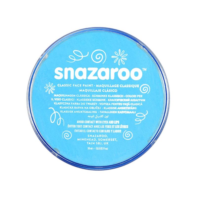 Vibrant turquoise SNAZAROO face paint in 18ml pot, ideal for creative play and easy wash-off after use.