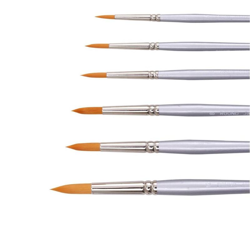 Premium JASART Round #4 synthetic brush, perfect for fine detailing in acrylics and watercolors, with a comfortable short silver handle.