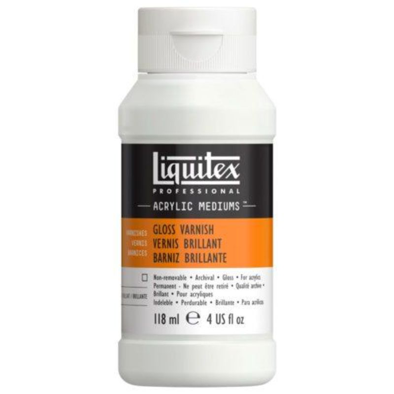 LIQUITEX VARNISH GLOSS: Crystal-clear, glossy acrylic varnish for sealing, protecting, and enhancing vibrant artwork.