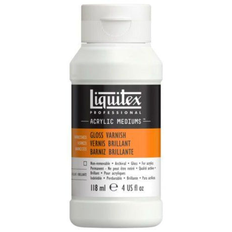 LIQUITEX VARNISH GLOSS: Crystal-clear, glossy acrylic varnish for sealing, protecting, and enhancing vibrant artwork.