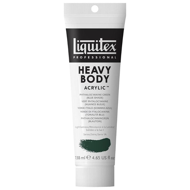 LIQUITEX Professional Heavy Bodied Acrylic in Phthalo Green, 138ml, rich color for detailed art and vibrant landscapes.