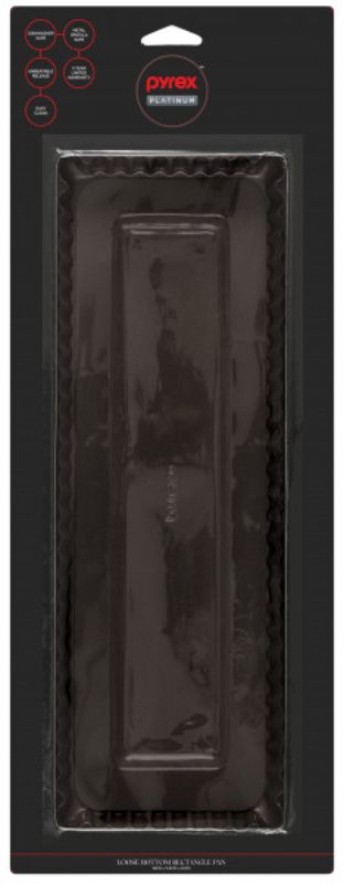 Pyrex Platinum™ Loose Bottom Rectangle Pan with non-stick coating for easy release and durable 2-ply steel construction.