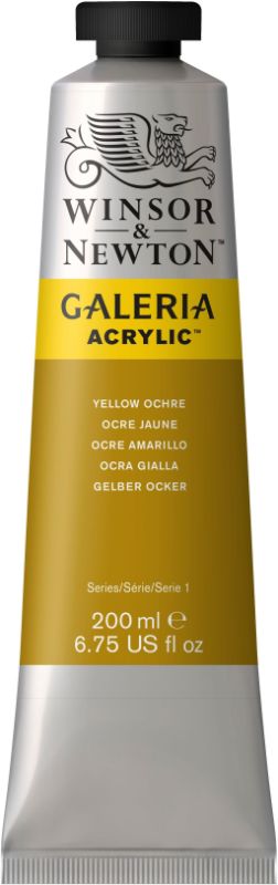 WINSOR & NEWTON Galeria acrylic paint in Yellow Ochre, 200ml, vibrant, smooth, quick-drying, ideal for artists and crafts.
