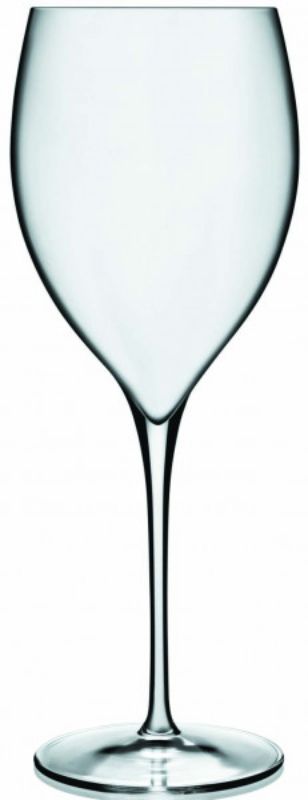 Elegant Luigi Bormioli Magnifico Wine Glass Set of 4, 590ml, crafted from ultra-clear glass with refined laser-cut rims.