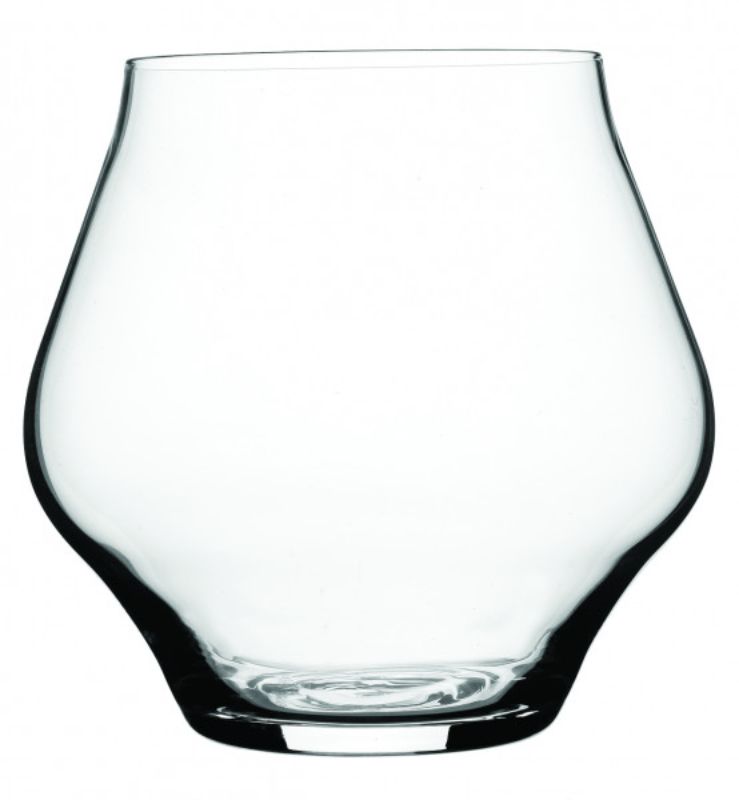 Set of 6 modern stemless wine glasses, crafted from lead-free crystal, enhancing flavor with wide oxygenation surface.