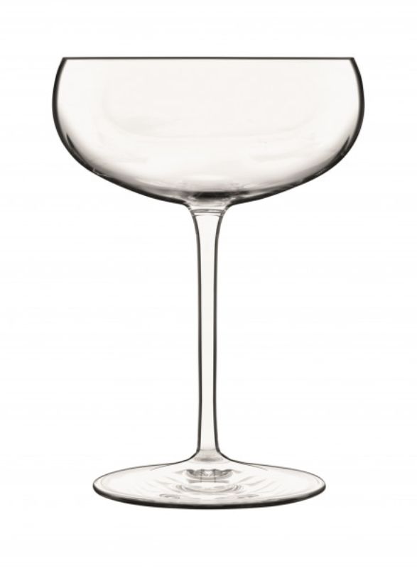 Set of 4 Luigi Bormioli Talismano 300ml martini glasses, crystal-clear with fine rims, perfect for elegant cocktails.