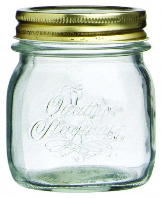 Bormioli Rocco 250ml Quattro Stagioni jars set of 12, perfect for preserving jams, sauces, and pickled vegetables.
