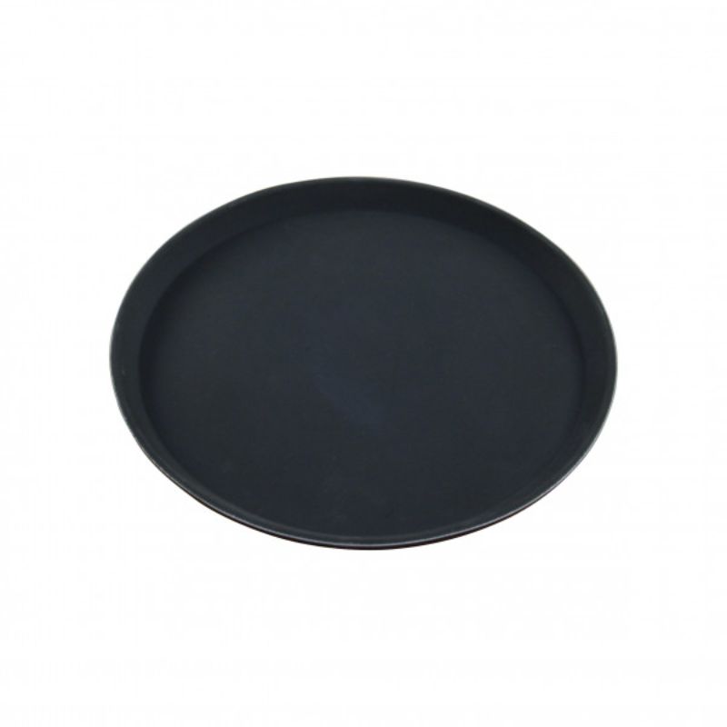 Chef Inox 350mm round non-stick tray in black, featuring a durable non-slip surface for cooking and serving.