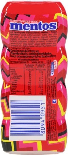 Mentos Sour Strawberry Sugarfree Gum 10 x 30g