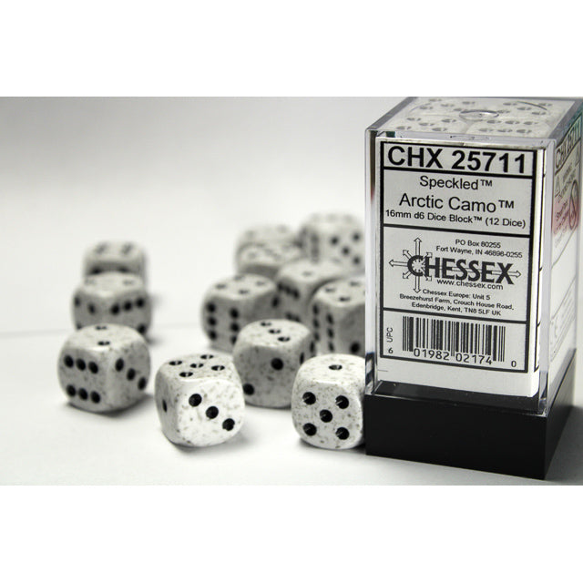 CHX 25711 Speckled Arctic Camo 16mm d6 Dice Block (12 dice)