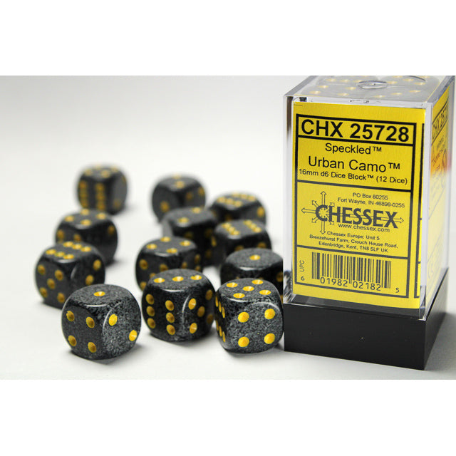 CHX 25728 Speckled Urban Camo 16mm d6 Dice Block (12 dice)