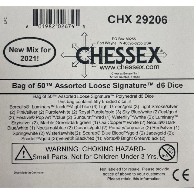 CHX 29206 Signature Bag of 50 Assorted Polyhedral d6 w/#s