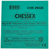 CHX 29426 Bag of 50 Assorted Loose Opaque 16mm d6 Dice - Gaming Accessory