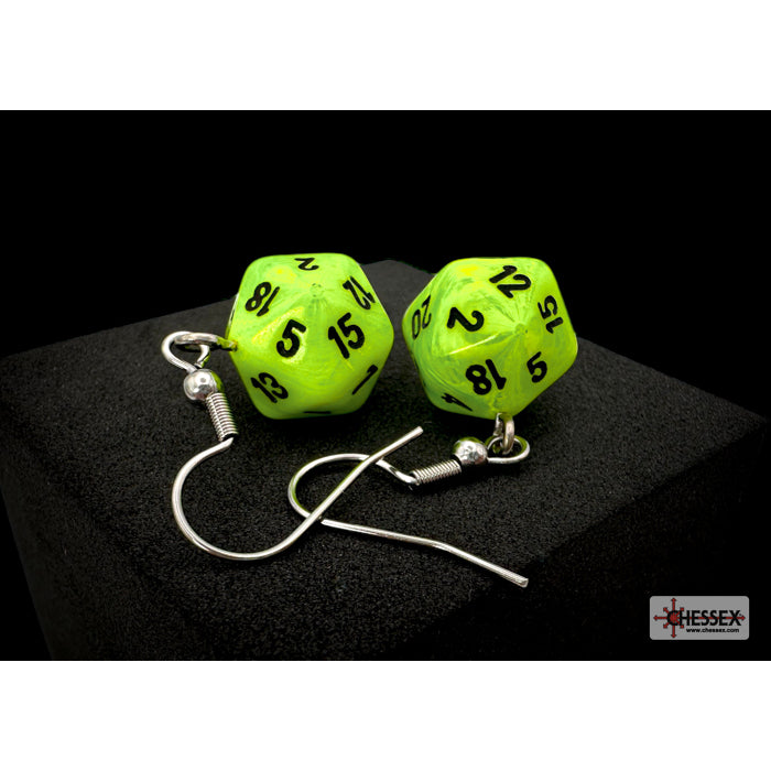 CHX 54205 Hook Earrings VortexÂ® Bright Green Mini-Poly d20 Pair