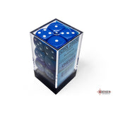 CHX 25606 Opaque Blue/white 16mm d6 Dice Block (12 dice)