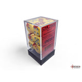 CHX 26650 Gemini Red-Yellow/silver 16mm d6 Dice Block (12 dice)