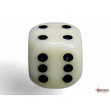 CHX 25600 Opaque Ivory/black 16mm d6 Dice Block (12 dice)