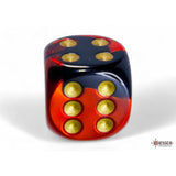 CHX 26633 Gemini Black-Red/gold 16mm d6 Dice Block (12 dice)
