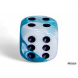 CHX 26644 Gemini Teal-White/black 16mm d6 Dice Block (12 dice)