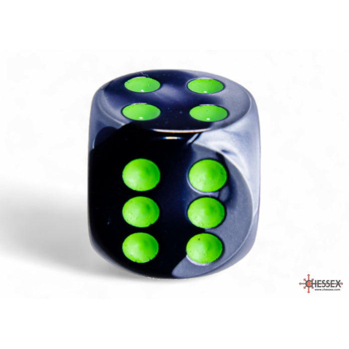 CHX 26645 Gemini Black-Grey/green 16mm d6 Dice Block (12 dice)