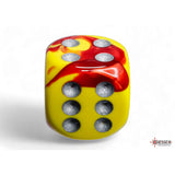 CHX 26650 Gemini Red-Yellow/silver 16mm d6 Dice Block (12 dice)
