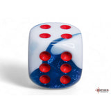 CHX 26657 Gemini Astral Blue-White/red 16mm d6 Dice Block (12 dice)