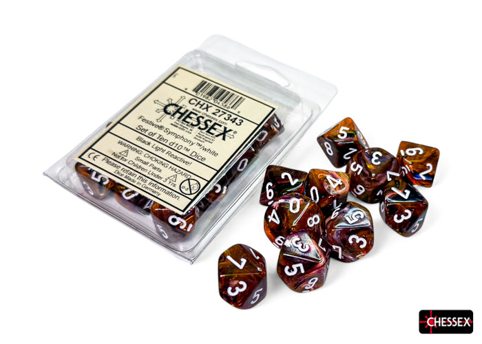 CHX 27343 Festive Symphony/white Set of Ten d10s
