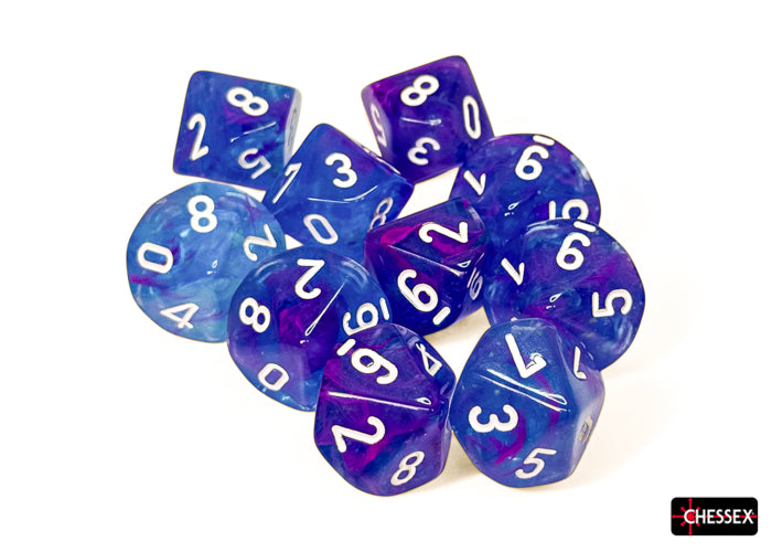 CHX 27367 Nebula Aura/white Luminary Set of Ten d10s - Gaming Accessory