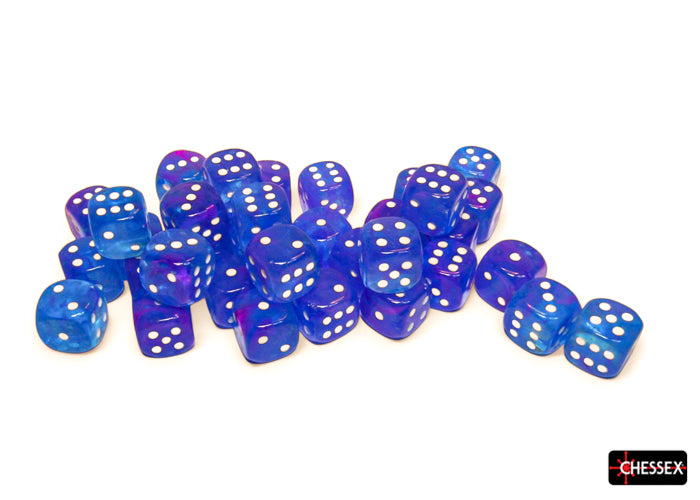 CHX 27967 Nebula Aura/white Luminary 12mm d6 Dice Block (36 dice)