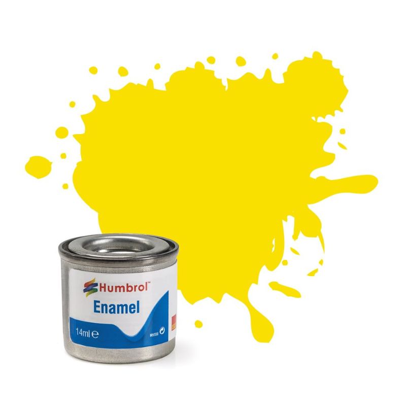 Set of 6 Humbrol Lemon Matt Enamel Paint tins, 14ml each, perfect for a smooth matte finish on various surfaces.