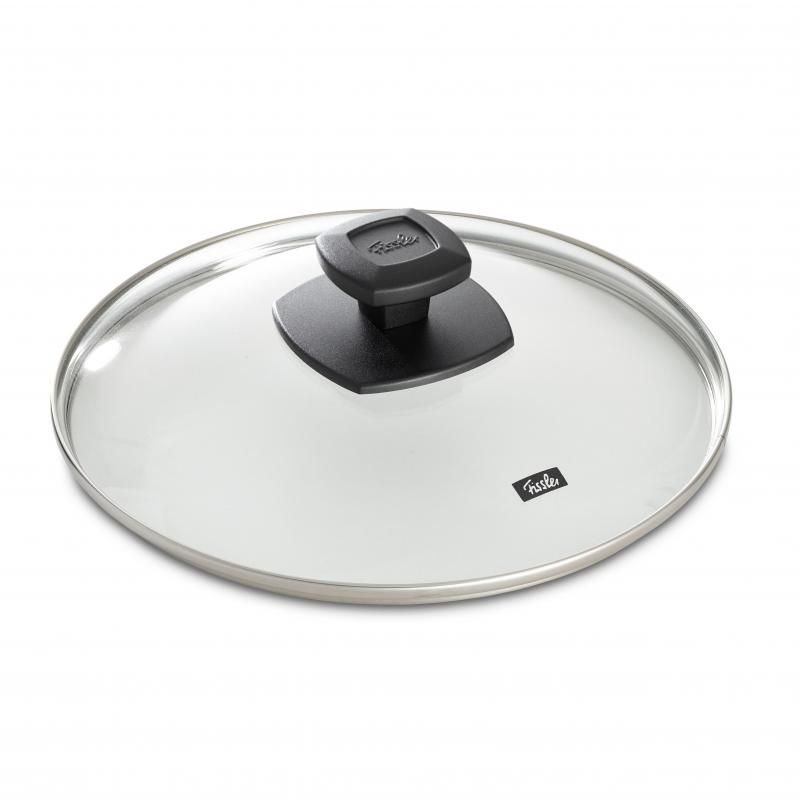 Tempered glass lid for 20cm pans with ergonomic handle, stainless-steel rim, and durable design for optimal cooking.