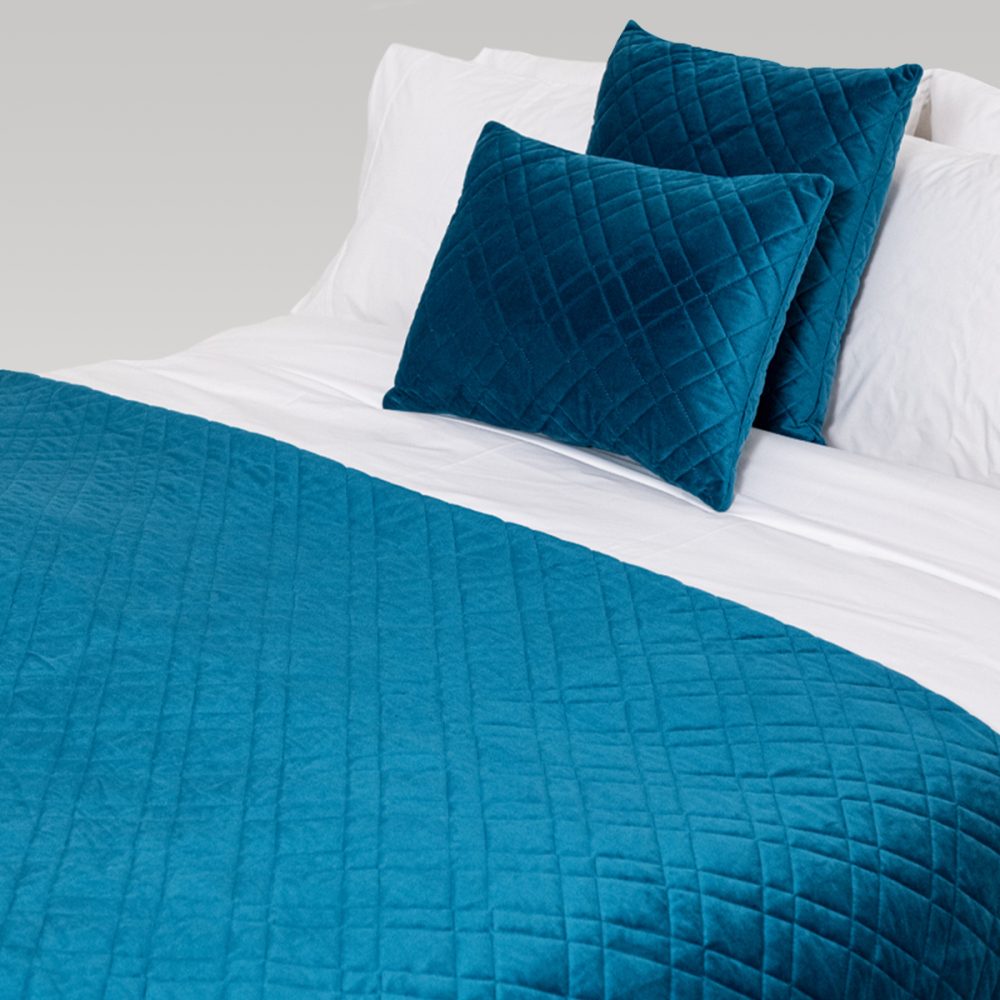 Quilted Coverlet - Dreamticket Verve Velvet Teal (Super King)