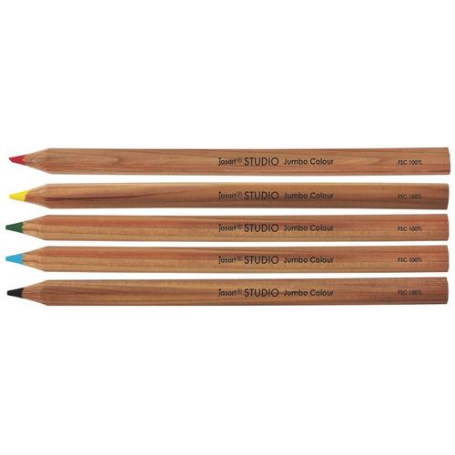 Jasart Studio Jumbo Colour Pencil in Geranium Red, featuring 5mm thick lead for smooth, vibrant color application.