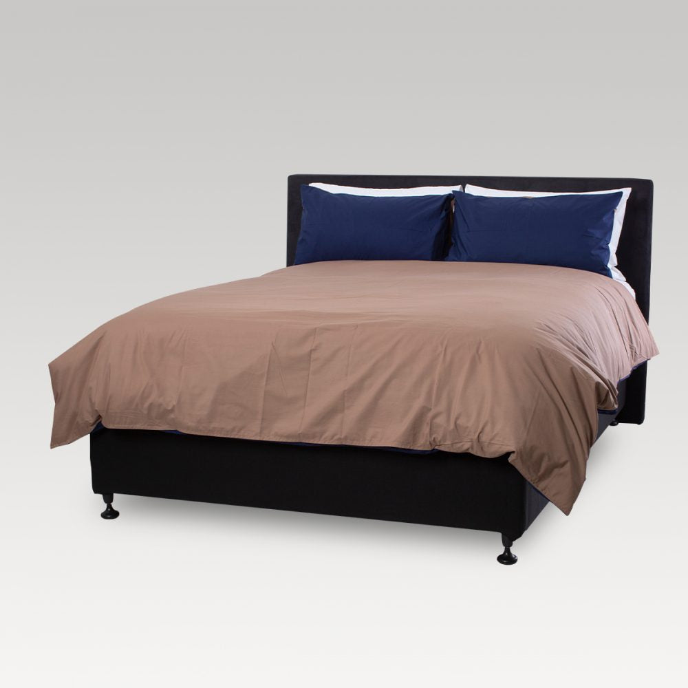 Queen Duvet Cover - Set - Weavers Premium (Navy/Taupe)