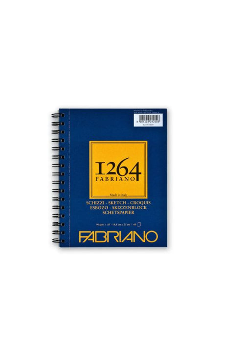 Fabriano 1264 A4 sketch pad with 120 sheets of smooth, medium-textured paper, ideal for various drawing techniques.