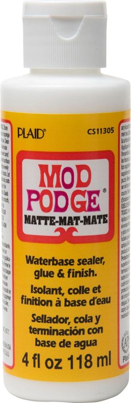 Mod Podge Matte 2oz, a non-toxic multi-purpose glue for crafts, ensures clear, durable, and quick-drying finishes on various surfaces.