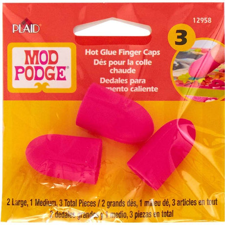 Mod Podge Finger Caps Pack of 3: heat-resistant caps for safe crafting with hot glue, protecting fingers and preventing fingerprints.