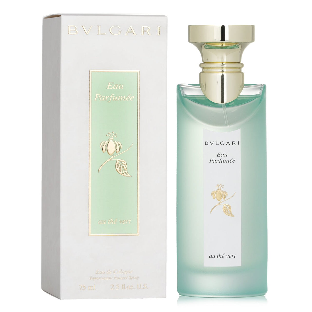 Bvlgari Eau Parfumee Au The Vert cologne spray, 75ml, features a refreshing green tea scent with Mediterranean spice notes.