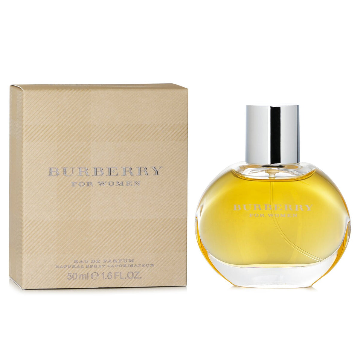 Burberry Eau De Parfum Spray in 50ml, featuring notes of peach, apricot, and marigold for a refined, modern fragrance.